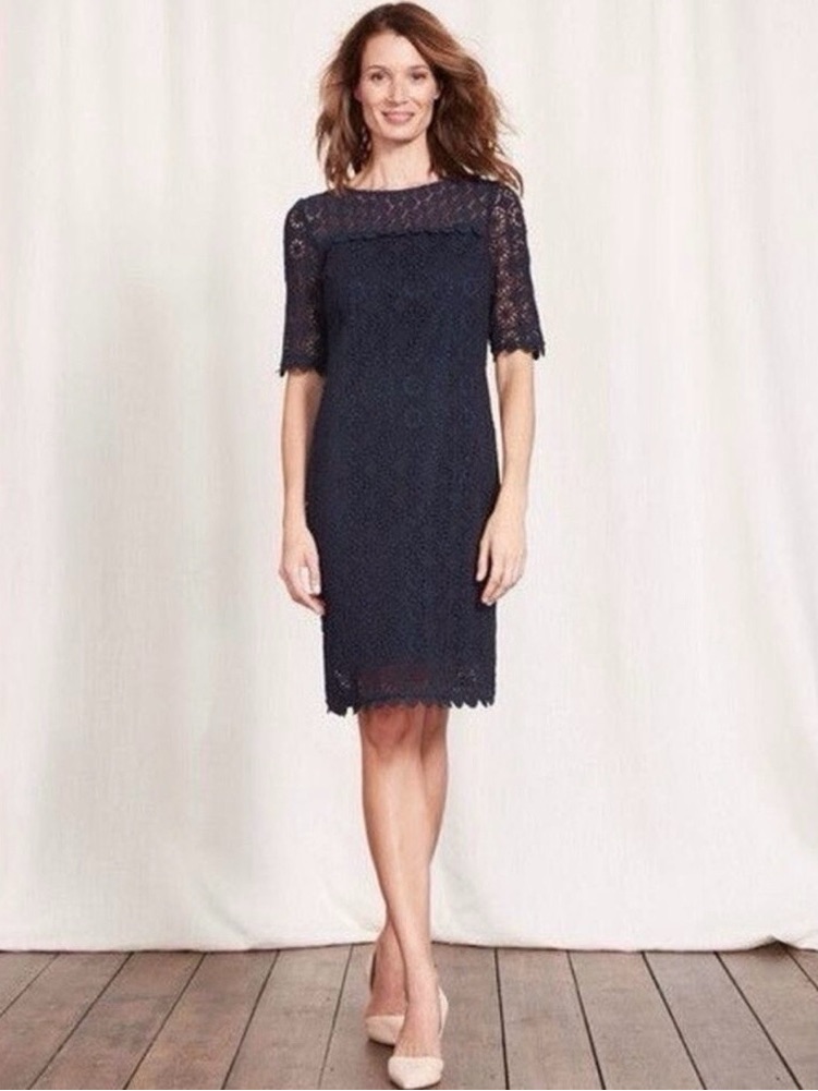 Boden Poppy Lace Shift Dress Navy Blue